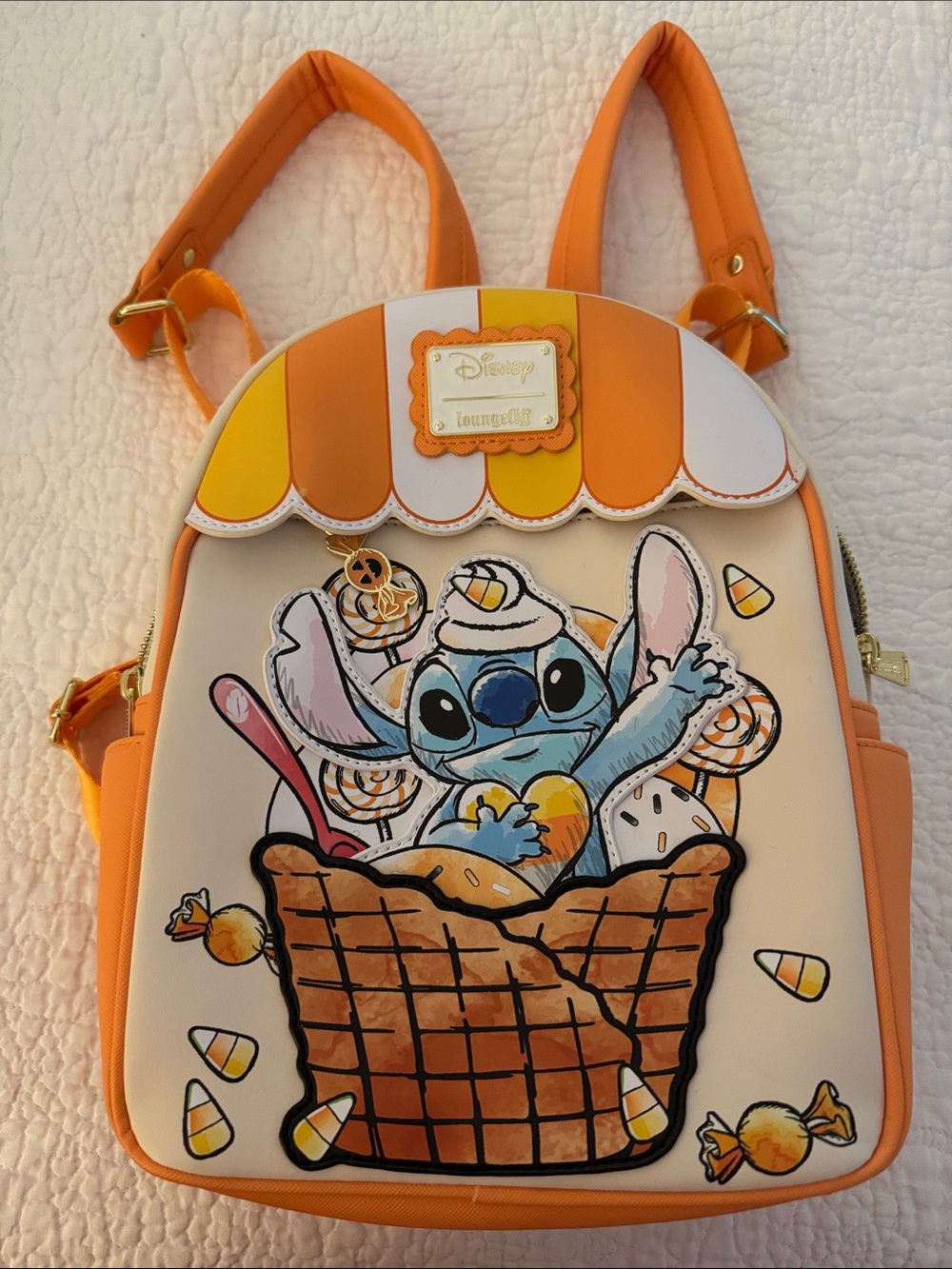 Loungefly Orange, Cream & Yellow Disney Stitch Ice Cream Halloween Mini Backpack
